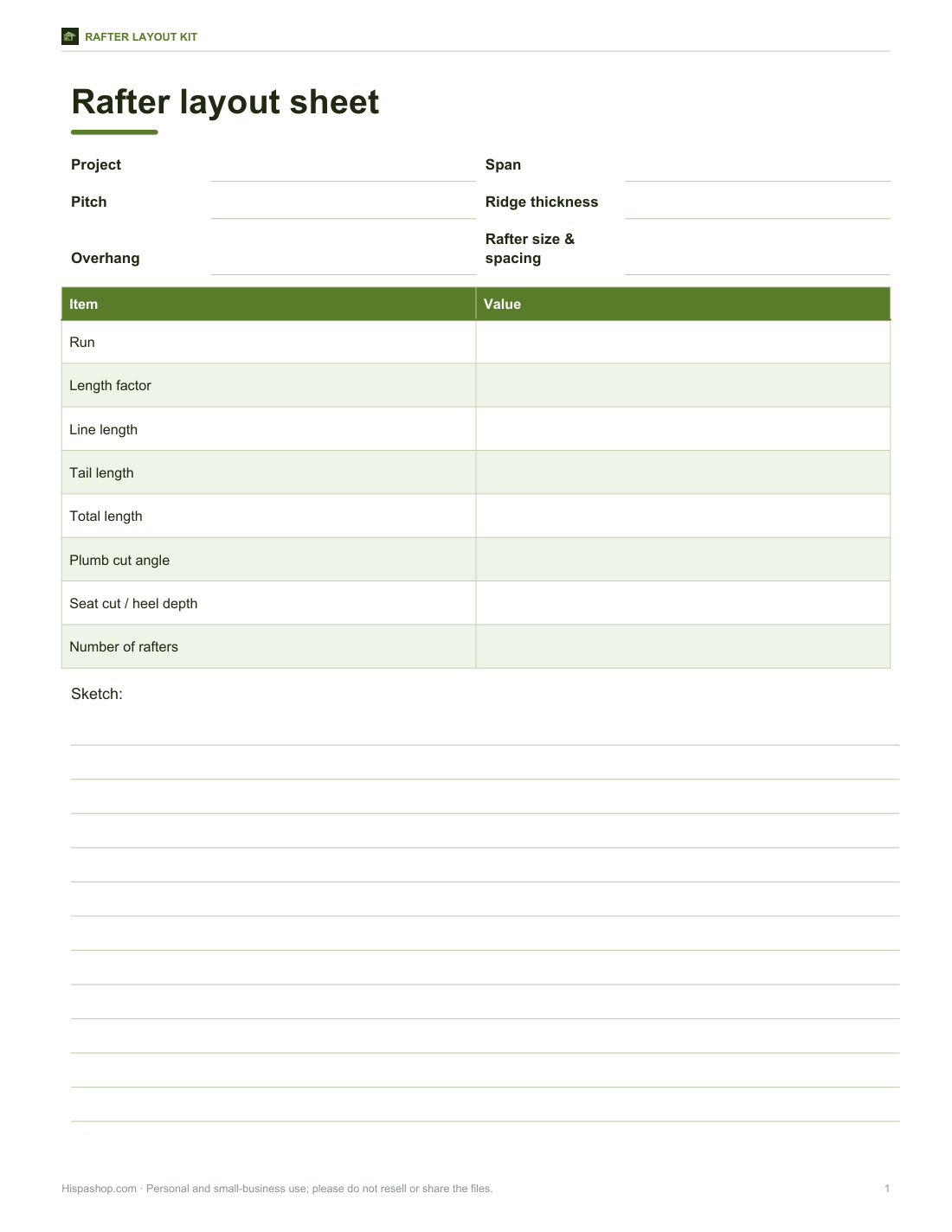 Preview of the first page of Layout sheet (PDF)